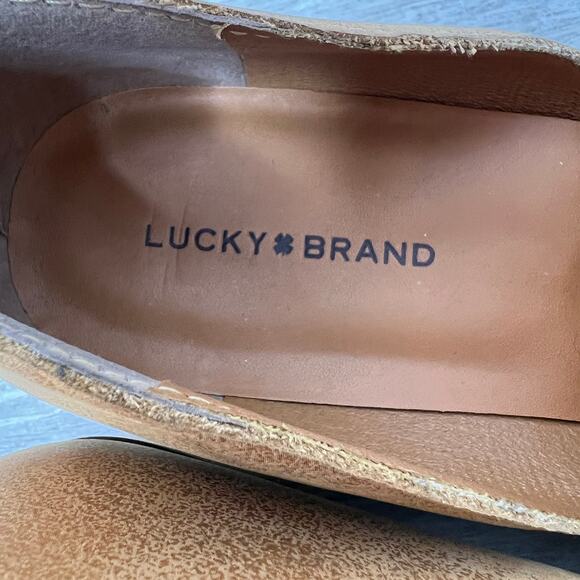 Lucky Brand Shoes Womens Size 10M Tan Mahzan Slip On Leather Suede Loafers - Picture 2 of 16